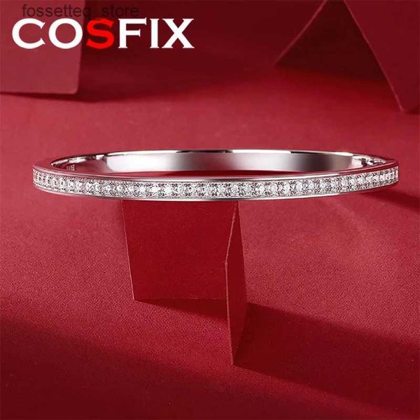 Pulseras de encanto COSFIX Real D Color 2 mm Moissanite completo para mujeres S925 Placa de plata esterlina Pt950 Regalo de joyería fina al por mayor L240319