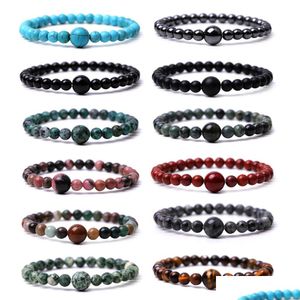 Charm Armbanden Paar 6Mm 10Mm Natuursteen Kralen Armband 8Mm Zwart Rood Tijgeroog Budhha Vriendschap Sieraden vrouwen Mannen Drop Dhgarden Dhn1D