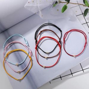 Bedelarmbanden paar armband Tiny Love Heart Gelukkig verstelbare handgeweven touw mode-sieraden