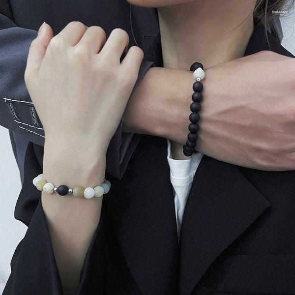 Charme Bracelets Couple Distance Magnétique Ensemble Bracelet Hommes Femmes Naturel Amazo Obisidian Pierre Perles Correspondant Bracelet Cadeau Pour Amoureux Bijoux