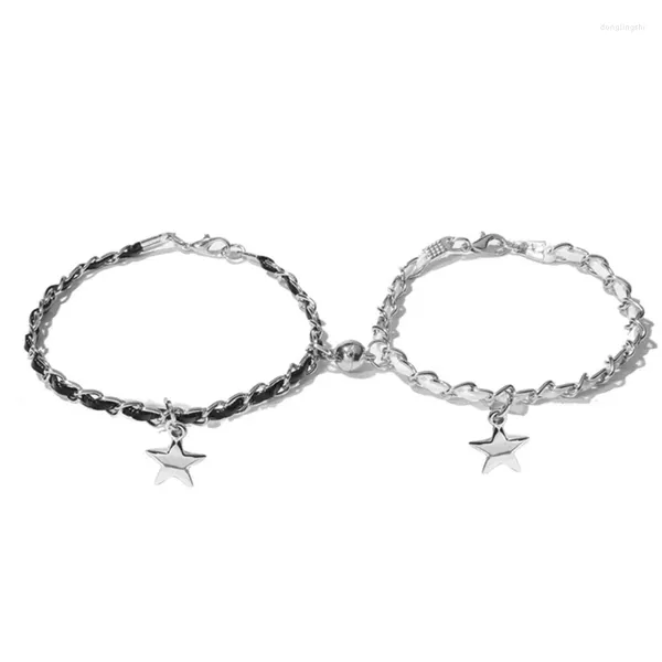 Pulseras con dijes para parejas, pulseras magnéticas a juego, colgante, brazaletes de cuerda trenzada, diseño moderno, joyería para muñeca, envío directo