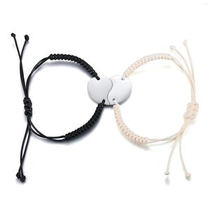 Bedelarmbandenpaar voor geliefden verstelbare gevlochten touw yin yang armbanden aangepaste gegraveerde naam eenvoudige sieraden