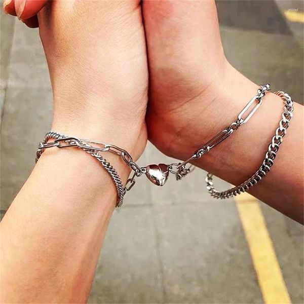 Bracelets de charme Couple Amour Bracelet Magnétique Pour Femmes Mode Double Couche Épissage Entrelacé Bijoux Copines Cadeau 2024