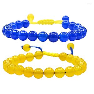 Bedelarmbanden paar gelukkige knoop oekraïne vlag kleur blauw gele vrouwen mannen geweven handgemaakte armbanden gevlochten verstelbare sieraden