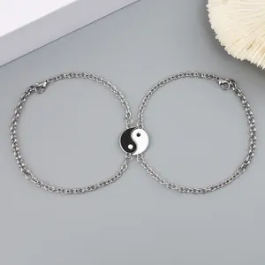 Bedelarmbanden Paarornamenten voor koppels Sieraden Langeafstandsrelatie Roestvrij staal Yin Yang Bond