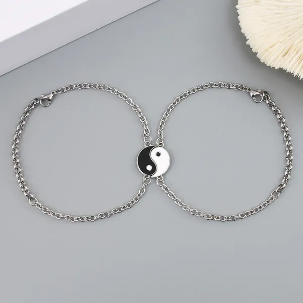 Bracelets à breloques ornements de Couple pour Couples, bijoux relation longue Distance en acier inoxydable Yin Yang Bond