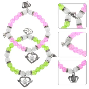 Pulseras con dijes Pareja Joyería del día de San Valentín Atracción magnética Vidrio con cuentas Corazón Amantes a juego