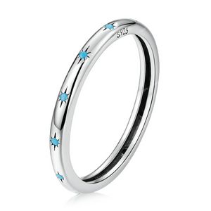 925 Sterling Sliver Turquoise Blue Star Matchs SIMPLES SIMPLES SILLES POUR FEMMES FEMME BIELRIE ORIGINAL CTR240 BIJELYSINGS FINE