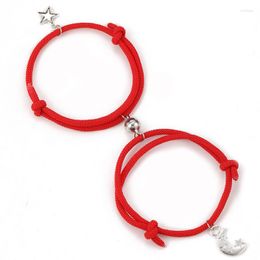 Bracelets porte-bonheur créatif et minimaliste lune étoile Couple Bracelet aimant Attraction cadeau paire d'hommes femmes tissé Handrope bijoux