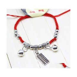 Bedelarmbanden creatief rood touw dames titanium staal fu lock paren armband hand sieraden jaar van lot cadeau drop levering dhfyq