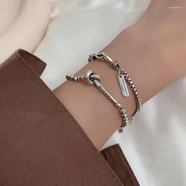 Pulseras con dijes Pulsera simple creativa Joyas vinculadas con cuentas Regalos de buena suerte Chapado en plata Regalo para niñas y mujeres