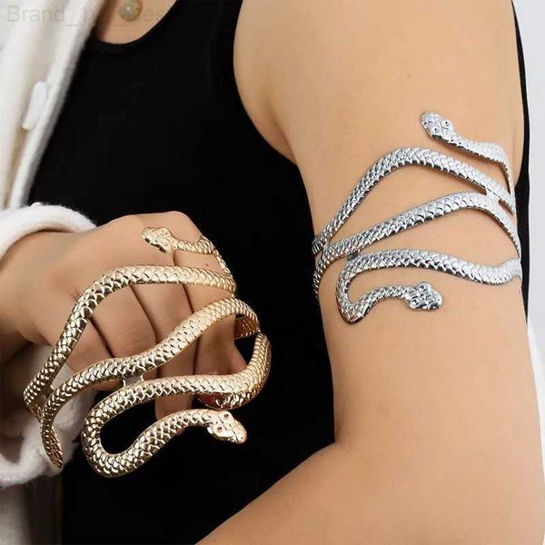 Charme Bracelets Bracelets créatifs en forme de serpent, bijoux plaqués argent, personnalité, brassard de serpent, tempérament, ouverture d'animaux, bijoux cadeaux L231030