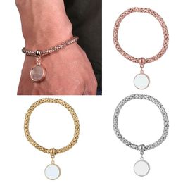 Bracelets porte-bonheur créatif Sublimation blanc bricolage Bracelet en métal rétro pendentif cadeau pour amis/famille