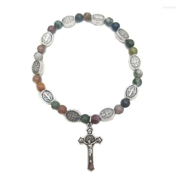 Pulseras de encanto Cross-Charm Catholic for Women Girl Rosary Rosary Jewelry Welra