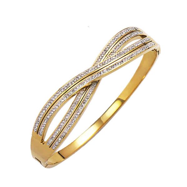 Charm Bracelets Cross Hand Jewelry Flash Diamond Non Fading Titanium Steel Tendencia