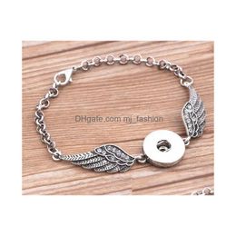 Bracelets de charme Crystal Angel Wings Bangles antique sier diy gingel snaps bouton bijoux Nouvelle livraison de goutte dhv2i