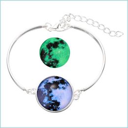 Bracelets de charme Bracelet en cristal Bijoux Glow dans la série Planet Glass Cabochon Drop Livraison Dhqxo