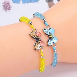 Bracelets porte-bonheur cristal papillon perle tissé corde collier femmes enfants bijoux pour filles Bracelet réglable accessoires d'été