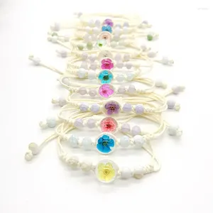 Pulseras con dijes Pulsera de flores de cristal Bola de cristal hecha a mano para mujeres Brazaletes Joyería de Boho Cuentas Regalo de moda bohemia Estilo de amante de lujo