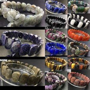 Bedelarmbanden kristal labradoriet tijger eye blauw zand obsidian lapis lazuli jape rhodorite carneliaanse kunst kralen stretch armband 71/2 