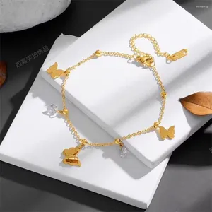 Bracelets de charme pendentif en cristal mat papillon en acier inoxydable pour les femmes belle année animale bijoux cadeaux d'anniversaire