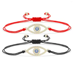 Bracelets de charme zircone Crystal Crystal Blue Email Eye Bracelet Femmes 2024 Fashion Red String Brass CZ Cord Cord Traite Protection Bijoux Cadeau