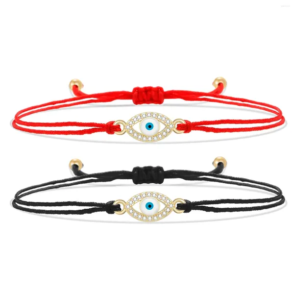 Bracelets de charme zircone Crystal Crystal micro-pavé Bracelet en émail blanc pavé Girl 2024 Fashion CZ Red String Protect Bijoux