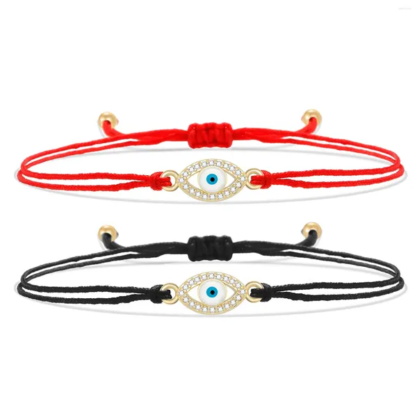 Braceletas Camileta Zirconia Cristal Micro Micro Pavimento Pulsera de esmalte Women Girl 2024 Fashion Cz Red String Protect Jewelry