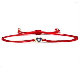 Bracelets de charme Zircone Cubique Cristal Mini Cuivre Pêche Amour Coeur Bracelet Femmes Fille Belle Laiton CZ Corde Rouge Protéger La Mode