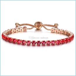 Bracelets de charme Cubique Zircone Diamant Bracelet Glacé Sier Or Pl Bracelets Réglables Poignets Femmes Mariage Bijoux De Mode Cadeau Dhha3