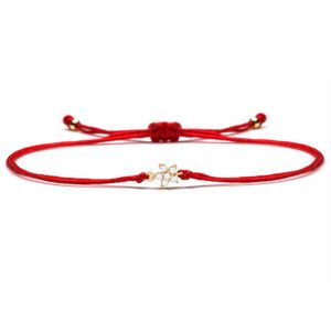 Bedelarmbanden kubieke zirconia stenen mini vlinder bloem armband vrouwen meisje kind 2023 mode cz rode snaar gevlochten sieraden cadeau