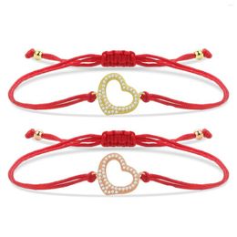 Charm-Armbänder, kubische Zirkonia-Steine, hübsches Liebes-Herz-Armband, Damen-Armband, grau, schwarz, rot, Schnur, handgefertigt, Paar, CZ, Messing, schicker Schmuck, Geschenk