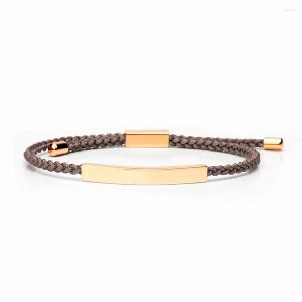 Bracelets porte-bonheur bijoux personnalisés barre en acier inoxydable gravable déclaration réglable tressé coloré corde Bracelet pour hommes femmes