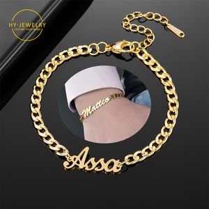 Bedelarmbanden aangepaste naam armbanden goud roestvrijstalen bangle gepersonaliseerde naam armband voor vrouwelijke mannen niet vervagen Cubaanse keten sieraden cadeau 230814