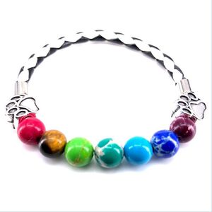 Bedelarmbanden aanpasbare grootte colorf imperiale tijger oog kralen bangle honden poot pu leer voor mannen vrouwen sieraden cadeau b18080 drop de dh2ik