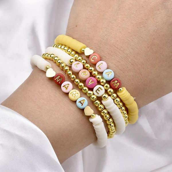 Bracelets de charme Personnaliser nom Bracelet bijoux Boho été plage lettre initiale pour les femmes cadeau personnalisé Pulseras Heishi bijoux