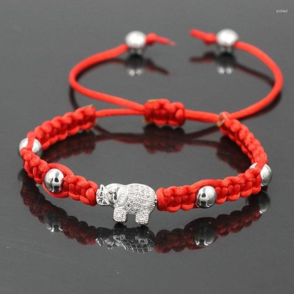 Braceletas Charmet Lindo animal Micro Cz Cobre Rhinoceros Pulsera Redd Hishding Resas para mujeres Color de plata Joya para niños Joyas