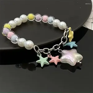 Charm Armbanden Leuke Snoep Kleuren Handgemaakte Kralen Armband Voor Vrouwen Zoete Roze Ster Hars Kralen Stretch Kinderen Verjaardag Sieraden