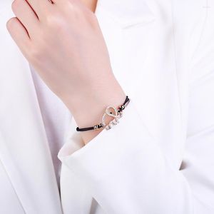 Bracelets porte-bonheur mignon éléphant pendentif Bracelet or argent couleur cristal creux élastique corde chaîne pour femme bijoux de mode