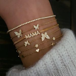 Bedelarmbanden schattig mooie mooie dierenontwerp micro pave 5a cz kubieke zirconia 2pc vlinderarmband vrouwen delicate sierlijke mode -sieraden 230821