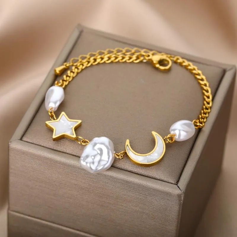 Bracelets de charme fofo adorável estrela lua pérola para mulheres presentes meninas joias doces feminino1111111111