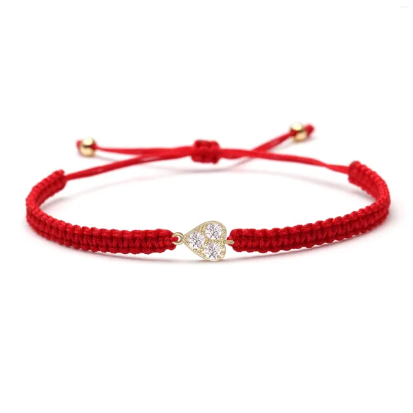 Bracelets charme mignon mini coeur coeur blanc zircon cristal macrame bracelet femme hommes rouges noirs