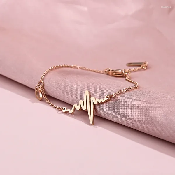 Pulseras de encanto Lindo Cadena de corazón de acero Brazaletes ajustables Mujeres de moda Joyería de mano de corazón inoxidable para parejas de San Valentín