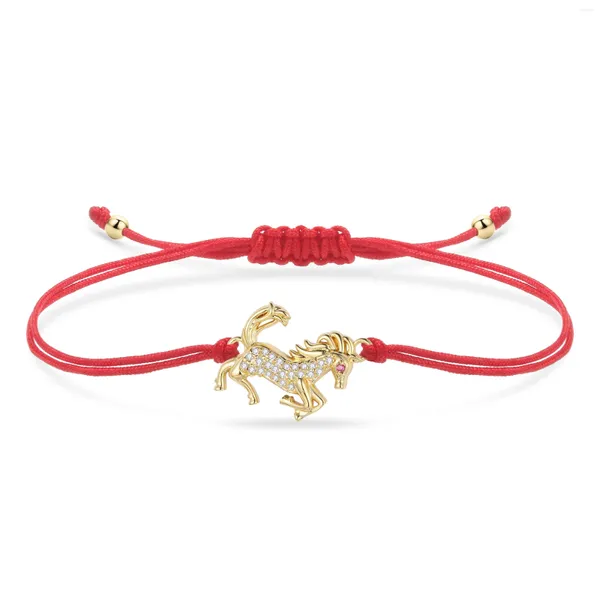 Pulseras de encanto CZ Cristal Cobre Lleno Pulsera de Caballo Mujer Moda Cubic Zirconia Precioso Latón Animal Red String Jewelry He