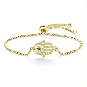 Charmarmbanden CZ Gold-vergulde messing Hamsa Hand van Fatima Joodse ster David Bracelet Cubic Zirconia Crystal Women Trendy Jewelry Gift