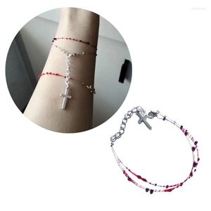 Bracelets porte-bonheur D7WB gothique Punk pendentif goutte de sang rouge Bracelet Bracelet pour adulte Cool Hip Hop déclaration bijoux accessoires