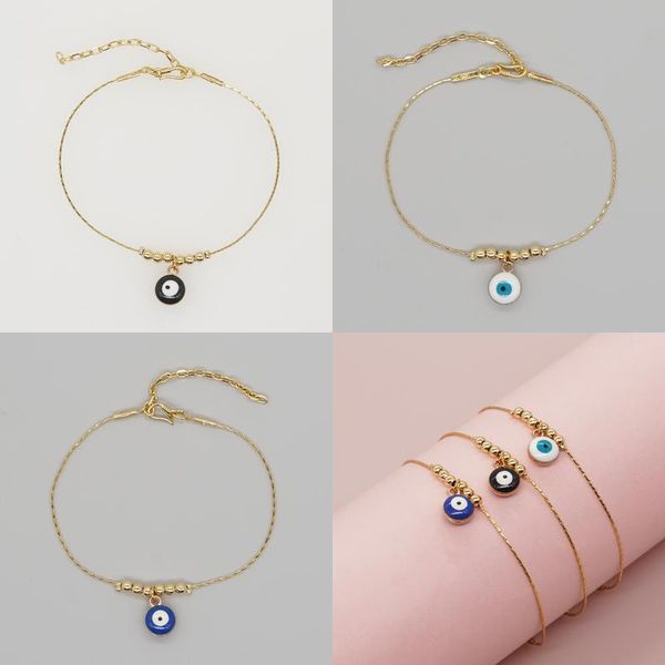 Bracelets de charme Dainty Evil Eye Chain Bracelet Belle Yeux Bleus Perles Lien Bracelet Bonne Chance Protection Émail Perlé Tur Dhseller2010 Otwty