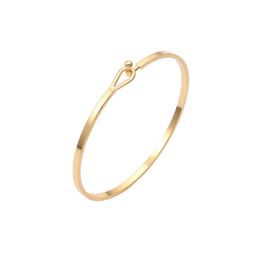 Bracelets de charme Bracelet de barre d'or délicat pour les femmes simples délicates manchette mince bracelet crochet 18k plaqué bijoux minimalistes faits à la main amCas