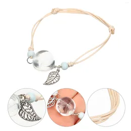 Bracelets de charme Bracelet de pissenlit Poignet à la mode pour femmes Fleur séchée Bijoux en verre de cristal