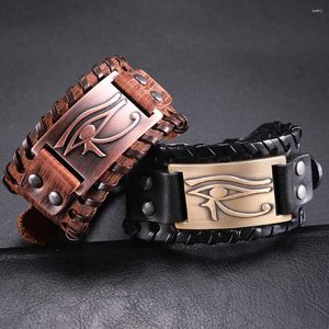 Bracelets de charme Dawapara Eye of Horus Bracelet en cuir Vikings Wiccan Ancient Egyptian Amulet Gothique Broupeau Gothic pour hommes Cadeau